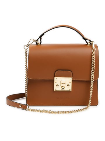 Lia Biassoni Leder-Henkeltasche "Melacce" in Hellbraun - (B)27 x (H)24 x (T)8 cm