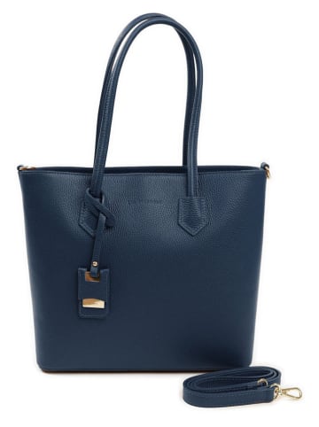 Lia Biassoni Leren schoudertas donkerblauw - (B)34 x (H)29 x (D)12 cm