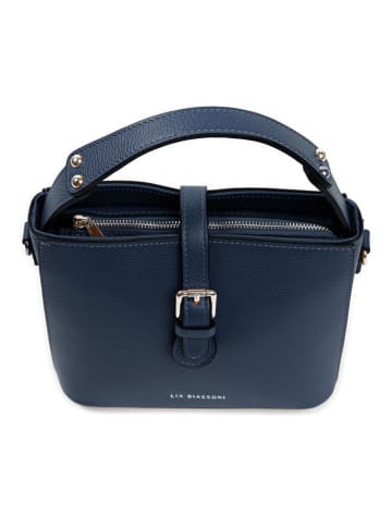 Lia Biassoni Leder-Henkeltasche in Dunkelblau - (B)25 x (H)20 x (T)12 cm