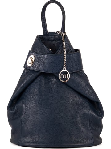 Mia Tomazzi Leder-Rucksack "Sirietto" in Dunkelblau - (B)28 x (H)35 x (T)13 cm
