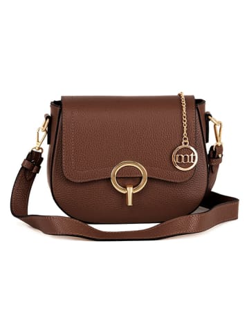 Mia Tomazzi Leren schoudertas ''Carracci'' bruin - (B)23 x (H)18 x (D)7,5 cm