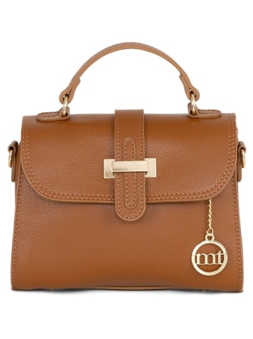 Mia Tomazzi Leren handtas "Diomede" lichtbruin - (B)24 x (H)20 x (D)12 cm