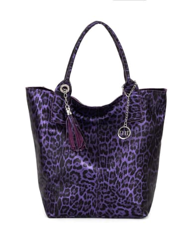 Mia Tomazzi Skórzany shopper bag "Barozzi" w kolorze fioletowym - 31 x 36 x 20 cm