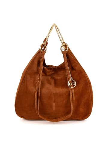 Mia Tomazzi Leren handtas "Tarabella" lichtbruin - (B)34 x (H)30 x (D)11 cm