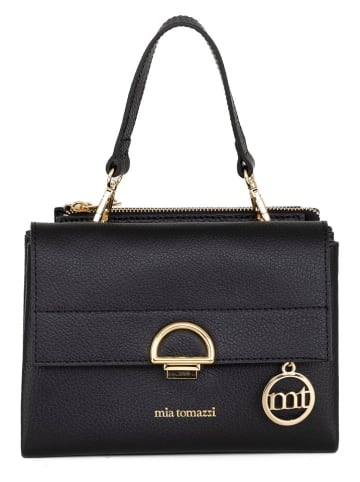 Mia Tomazzi Leder-Umhängetasche ''Berlese'' in Schwarz - (B)21 x (H)16 x (T)3 cm