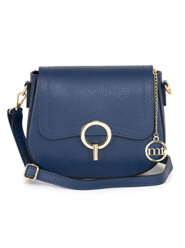 Mia Tomazzi Leren schoudertas "Carracci" blauw - (B)23 x (H)18 x (D)7,5 cm