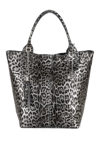 Mia Tomazzi Leder-Shopper "Barozzi" in Grau - (B)31 x (H)36 x (T)20 cm