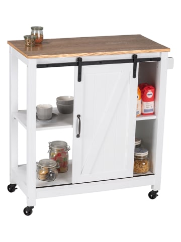 Wenko Servierschrank in Weiß/ Hellbraun - (B)80 x (H)88,5 x (T)40 cm