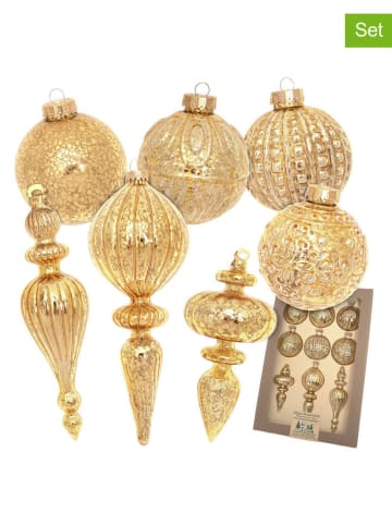 Krebs Glas Lauscha Christbaumornamente in Gold - 9 Stück