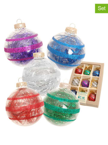 Krebs Glas Lauscha Christbaumkugeln in Bunt - 9 Stück - Ø 7 cm
