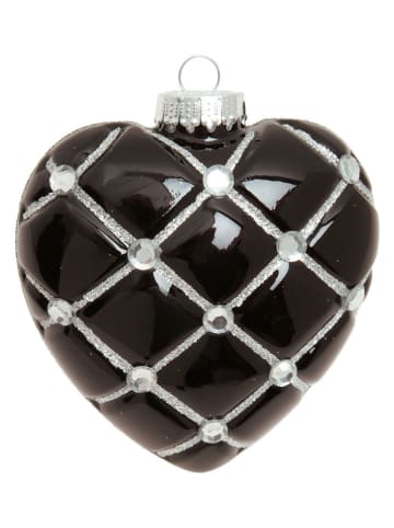 Krebs Glas Lauscha Christbaumornament ''Herz'' in Schwarz - (L)10 cm
