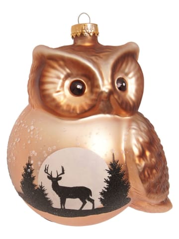 Krebs Glas Lauscha Christbaumornament ''Kugeleule'' in Gold - (L)11 cm
