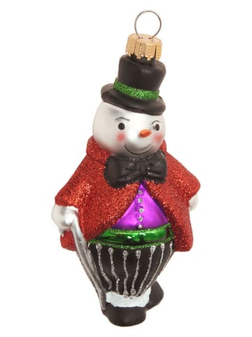 Krebs Glas Lauscha Christbaumornament ''Schneeman'' in Bunt - (L)11 cm
