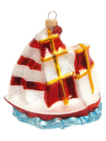 Krebs Glas Lauscha Ozdoba choinkowa w kolorze czerwono-białym - dł. 12 cm