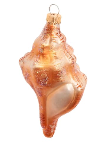 Krebs Glas Lauscha Christbaumornament ''Meeresschnecke'' in Hellbraun - (L)12 cm
