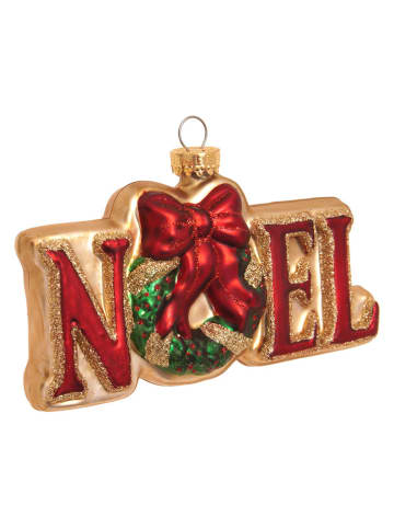 Krebs Glas Lauscha Christbaumornament ''Noel'' in Gold/ Rot - (L)7 cm