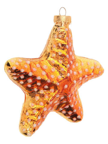 Krebs Glas Lauscha Christbaumornament ''Seestern'' in Gold - (L)11 cm