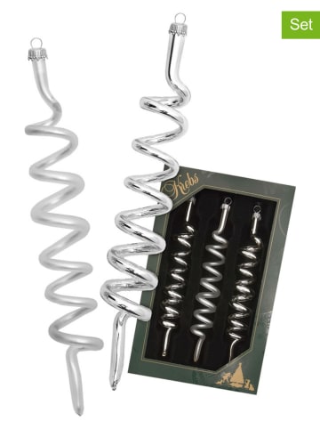Krebs Glas Lauscha Ozdoby choinkowe (3 szt.) w kolorze srebrnym - dł. 14 cm