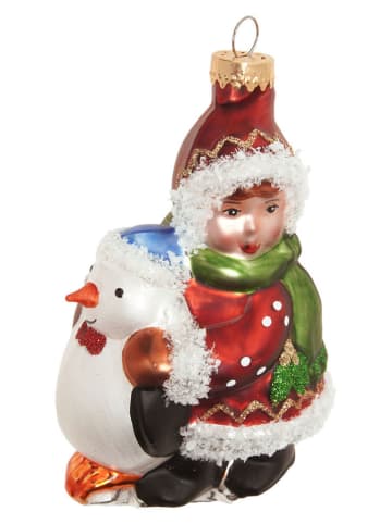 Krebs Glas Lauscha Ozdoba choinkowa w kolorze czerwonym zewzorem - dł. 12 cm