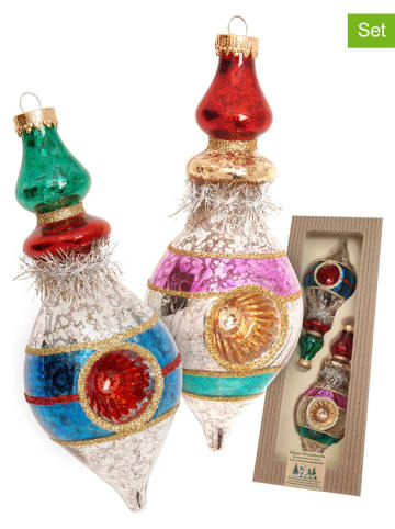 Krebs Glas Lauscha Ozdoby choinkowe (2 szt.) ze wzorem - dł. 16 cm