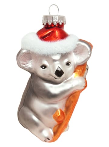 Krebs Glas Lauscha Christbaumornament ''Koala'' in Silber - (L)11 cm