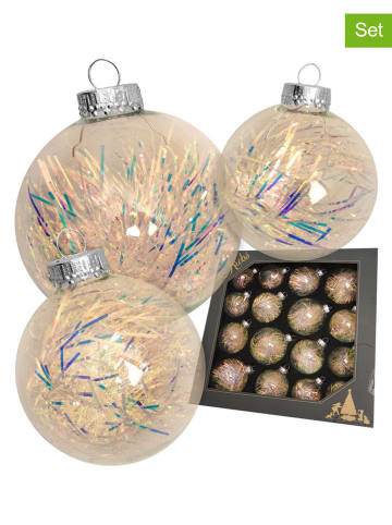 Krebs Glas Lauscha Christbaumkugeln in Silber - 16 Stück