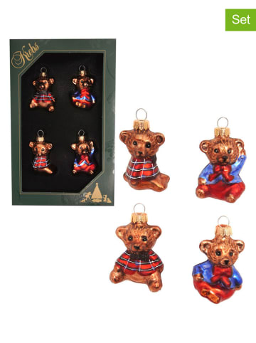 Krebs Glas Lauscha Christbaumornament ''Teddy'' in Braun - 4 Stück