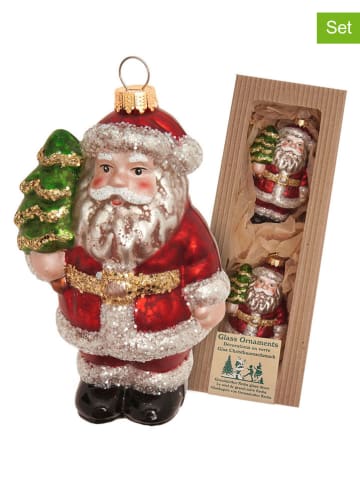 Krebs Glas Lauscha Kerstboomornament "Santa" rood/groen - (L)11 cm