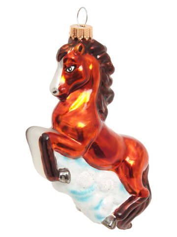 Krebs Glas Lauscha Kerstboomornament "Vurig Paard" bruin - (L)8 cm