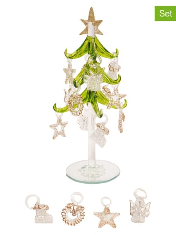 Krebs Glas Lauscha 13tlg. Dekoaufsteller-Set in Grün/ Gold - (L)20 cm