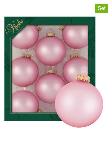 Krebs Glas Lauscha 8er-Set: Christbaumkugeln in Rosa - Ø 7 cm
