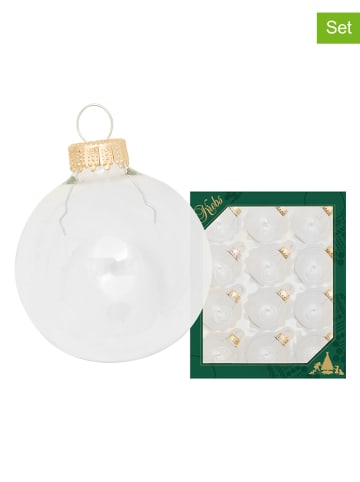 Krebs Glas Lauscha 12er-Set: Christbaumkugeln in Weiß - Ø 5 cm