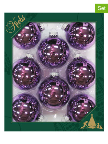 Krebs Glas Lauscha Christbaumkugeln in Lila - 8 Stück
