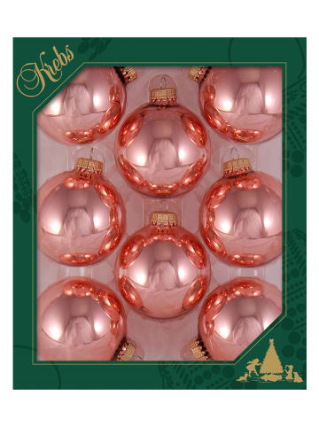Krebs Glas Lauscha Christbaumkugeln in Rosa - 8 Stück