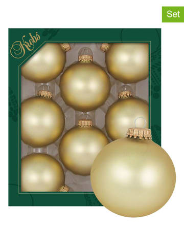 Krebs Glas Lauscha Christbaumkugeln in Gold - 8 Stück - Ø 7 cm