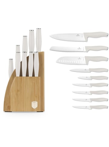 Berlinger Haus 10-delige keukenmessenset met messenblok lichtbruin/crème