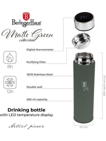 Berlinger Haus LED Trinkflasche in Grün - 500 ml