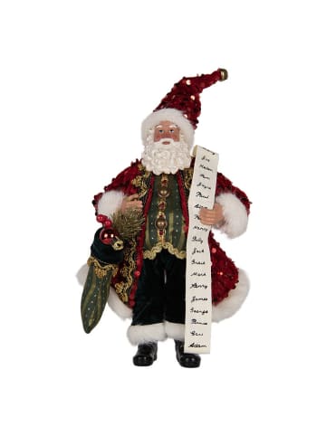 Clayre & Eef Decofiguur "Kerstman" rood/groen - (H)28 cm