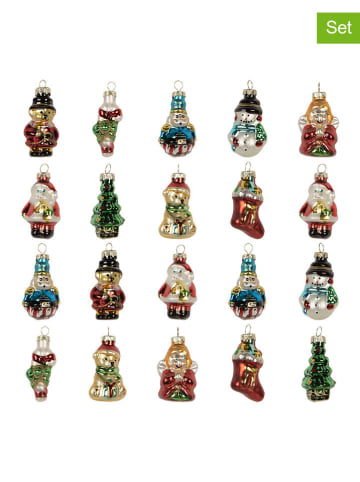 Clayre & Eef 20-delige set: kersthangers meerkleurig - (H)4 cm