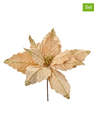 Clayre & Eef 2-delige set: decoplanten beige/goudkleurig - (H)36 cm