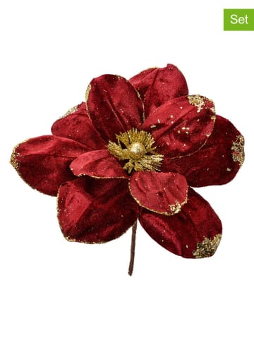 Clayre & Eef 2er-Set: Dekopflanzen in Rot/ Gold - (H)25 cm