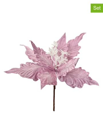 Clayre & Eef 2-delige set: decoplanten lichtroze - (H)30 cm