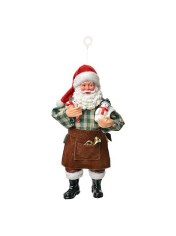 Clayre & Eef Dekoanhänger "Weihnachtsmann" in Braun/ Rot/ Grün - (H)17 cm