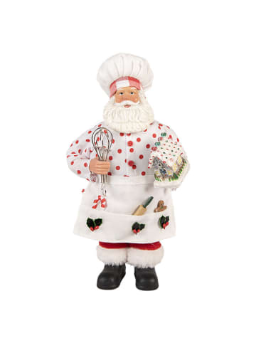 Clayre & Eef Dekofigur "Weihnachtsmann" in Weiß/ Rot - (B)15 x (H)28 cm