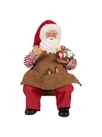 Clayre & Eef Dekofigur "Weihnachtsmann" in Rot/ Hellbraun - (B)13 x (H)28 x (T)10 cm