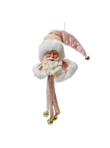 Clayre & Eef Dekoanhänger "Weihnachtsmann" in Rosa/ Weiß - (H)68 cm