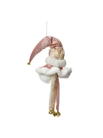 Clayre & Eef Zawieszka dekoracyjna w kolorze jasnoróżowo-białym - wys. 68 cm