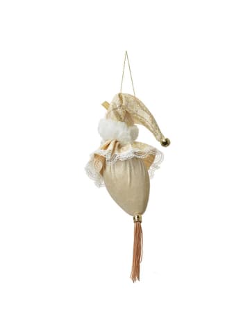 Clayre & Eef Decohanger "Kerstman" goudkleurig/wit - (L)35 x  Ø 8 cm