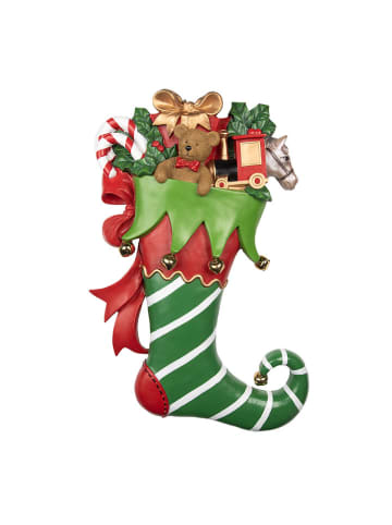 Clayre & Eef WandDekofigur "Weihnachtsstrumpf" in Grün - (B)54 x (H)78 x (T)12 cm