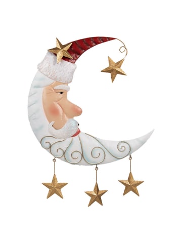 Clayre & Eef Wanddekoration "Weihnachtsmann" in Weiß/ Rot/ Gold - (B)41 x (H)53 x (T)3 cm